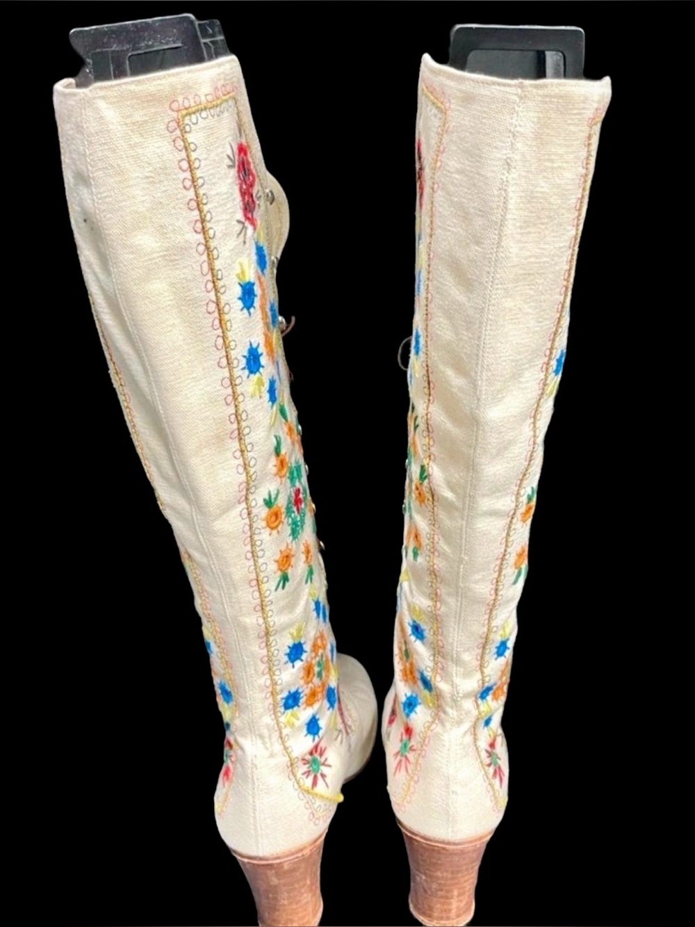 RARE Vintage 70s Jerry Edouard Henri Bendel Show Biz Embroidered Greece Boot - Picture 2 of 7